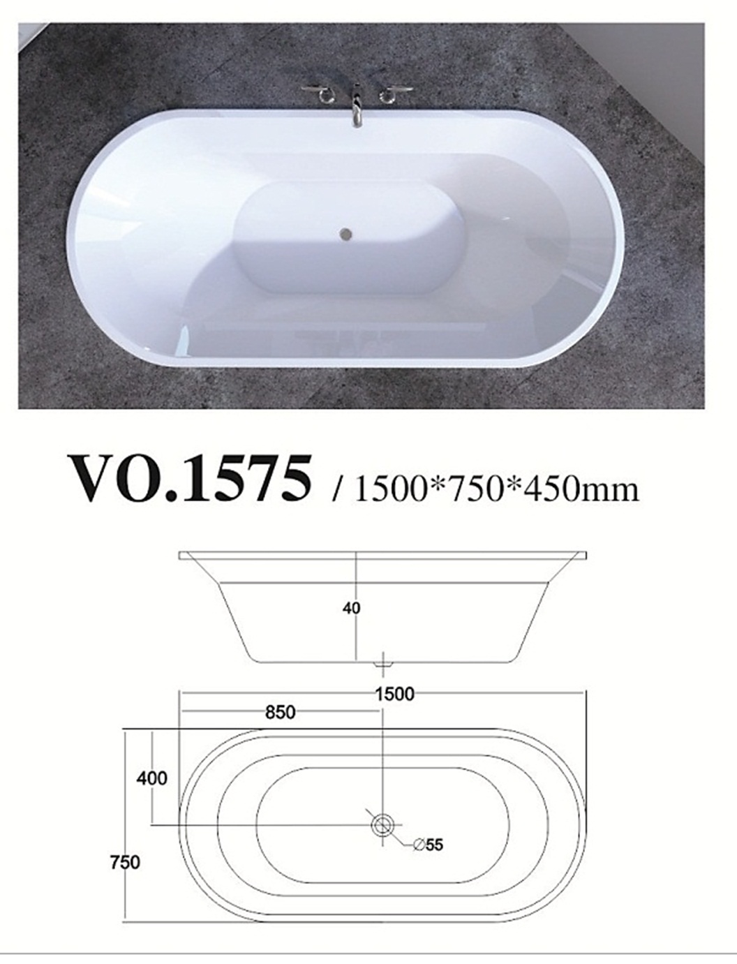 Bồn tắm Việt Mỹ VO.1575